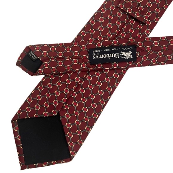 BURBERRY • Burgundy Western Rope Equestrian Silk Classic Tie Made In Italy - Picture 1 of 9